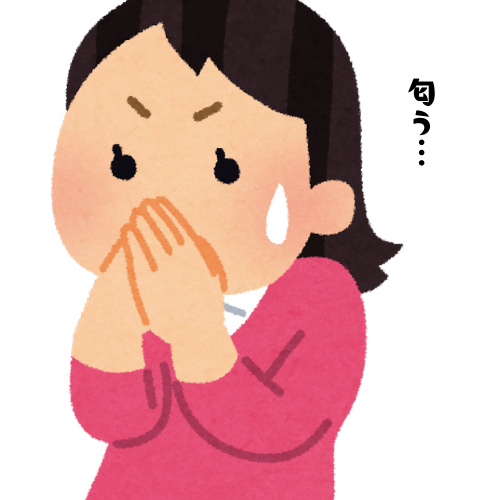 鼻を覆う女性のイラスト