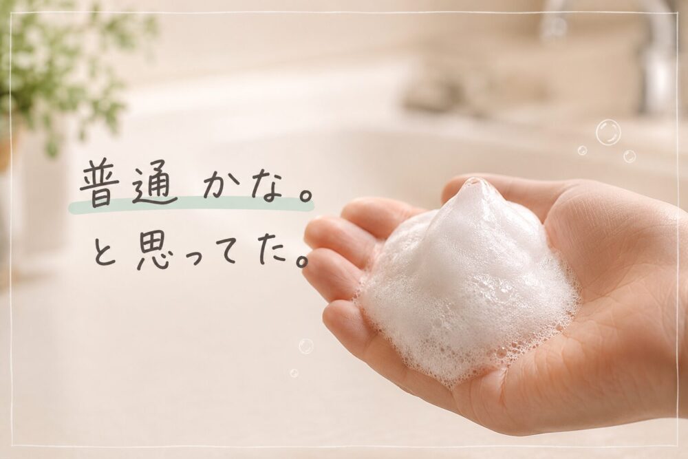 手のひらに泡ジェル洗顔をのせたイメージ。泡ジェル洗顔を1本使って気づいたこと。